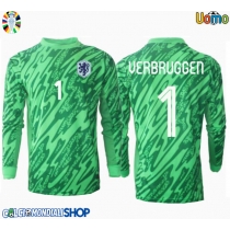 Maglie da calcio Olanda Bart Verbruggen #1 Portiere Prima Maglia Europei 2024 Manica Lunga